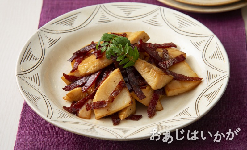 【4月】たけのことサラミのバターじょうゆ炒め