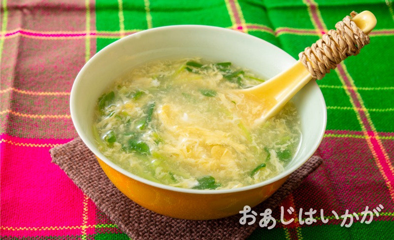 【6月】豆苗のかき玉スープ